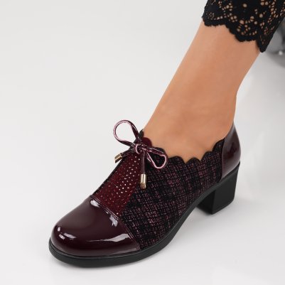 Pantofi Cu Toc Temin Bordo